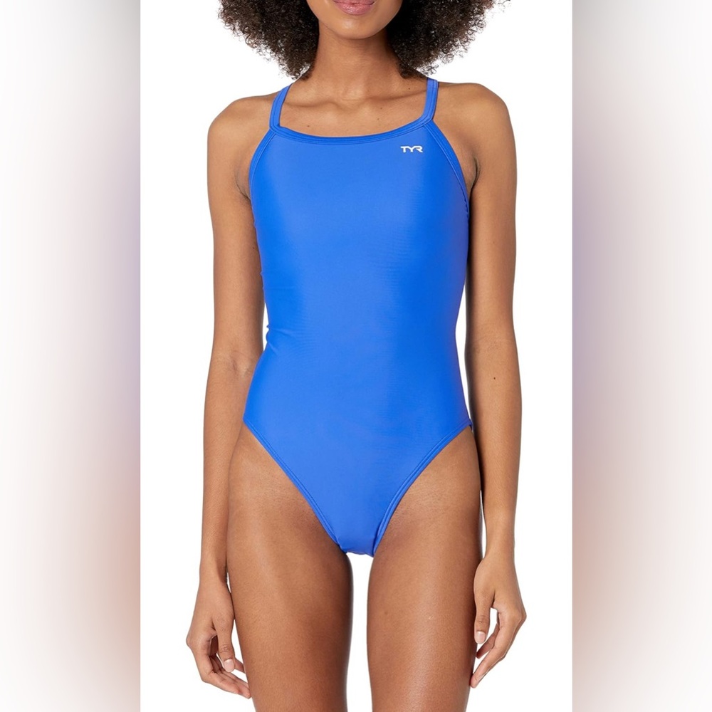 TYR Tyreco Solid Diamondback Swimsuit Royal Blue Sz 24